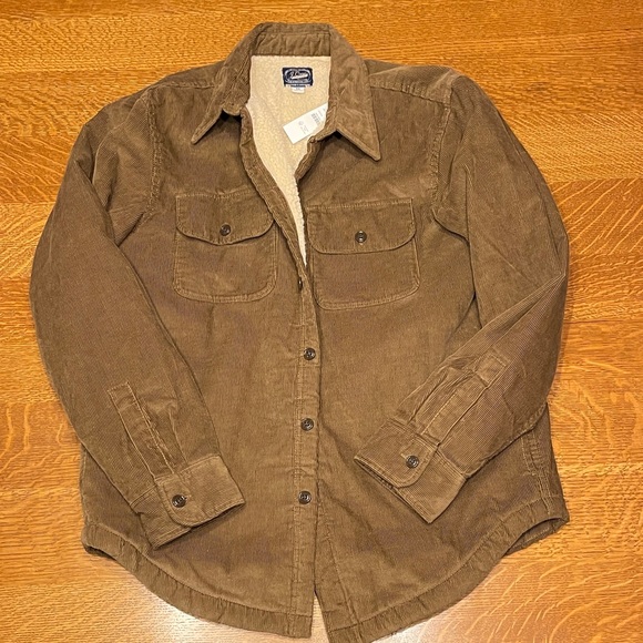 NWT J.Crew Corduroy Shacket Rich BrownSherpa linedGender neutralMen’s sz M